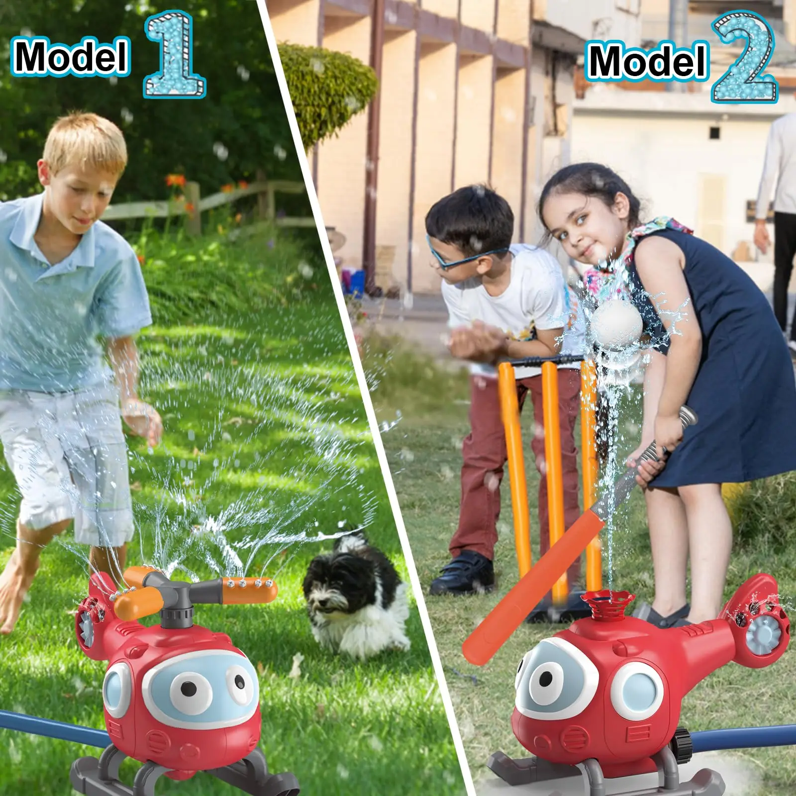 Outdoor Water Sprinkler Toy with Baseball Play Set Tree Cactus Fire Hydrant Beach Toys Set Kids Pets Summer Yard Lawn Party Game