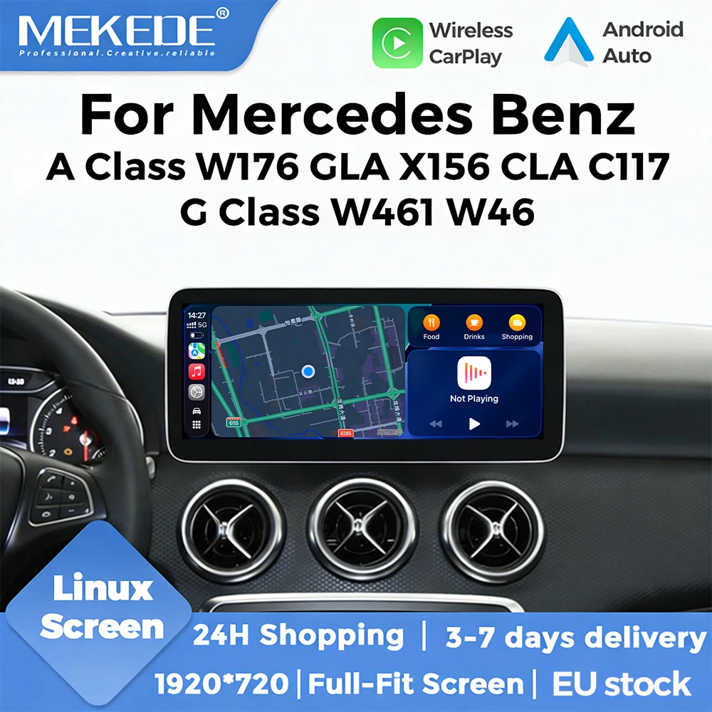MEKEDE EU-Lager 10,25/12,3 Zoll Touchscreen Autoradio Wireless Carplay Android Auto Mirror Link für Mercedes Benz A-Klasse W176 GLA X156 CLA C117 Multimedia-Player BT WIFI GPS-Navigation Unterstützung