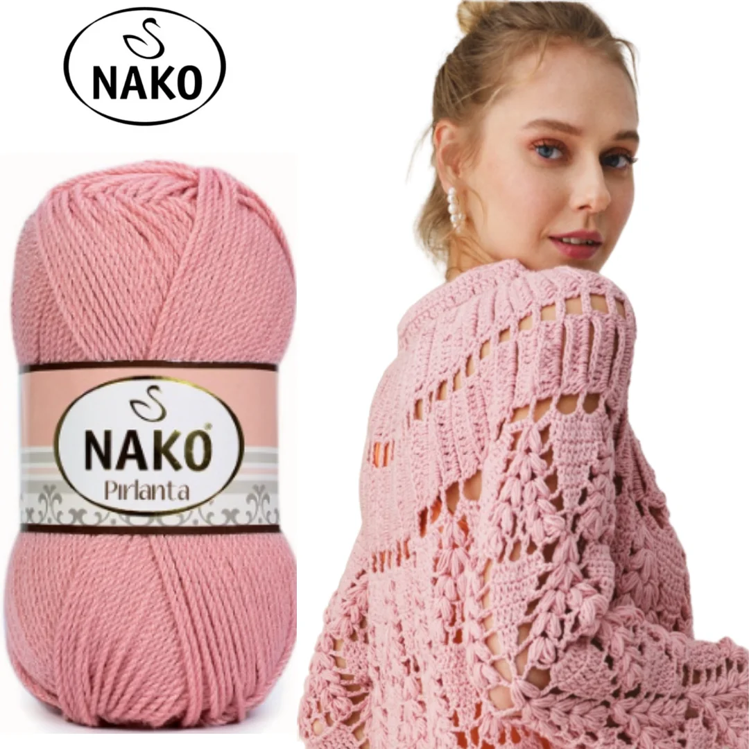 Nako Pirlanta Soft Yarn for Hand Knitting Crochet Thread DIY Baby Knitwear Scarf Blanket Shawl Vest Sweater Cardigan Beanies Hat