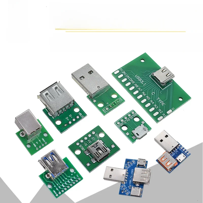 Złącze męskie USB / MINI MICRO USB do adaptera DIP złącze żeńskie 2.54 Złącze B Typ-C USB2.0 3.0 Konwerter PCB żeński — zdjęcie 2
