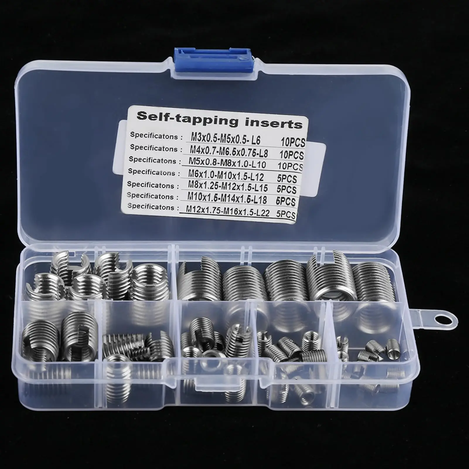 50Pcs Stainless Steel Inner Thread Self Tapping Thread Inserts Set Thread Reinforce Repair Tool M3-M12with a Storage Case