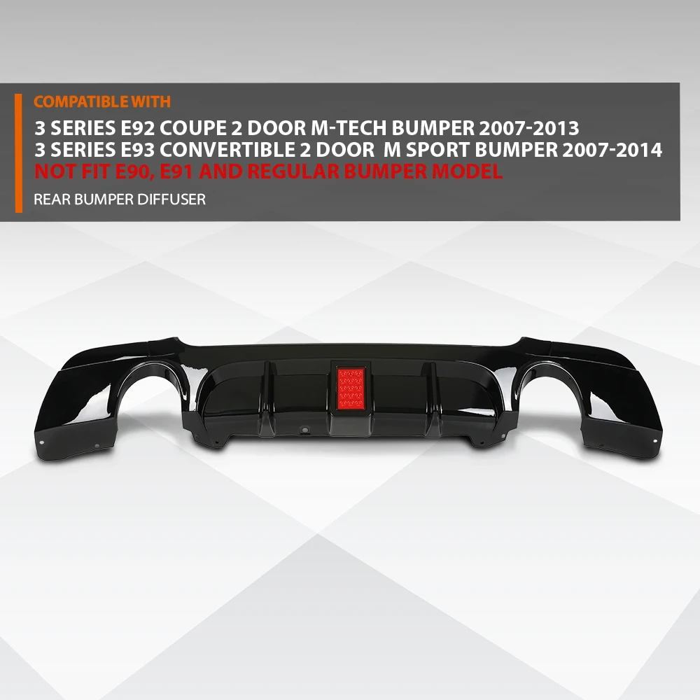 

Crossdesign Rear Bumper Lower Diffuser Lip Fit for 2007-2013 Bmw 3 Series E92 E93 m Sport Gloss Black Pp Durable Sturdy Strong