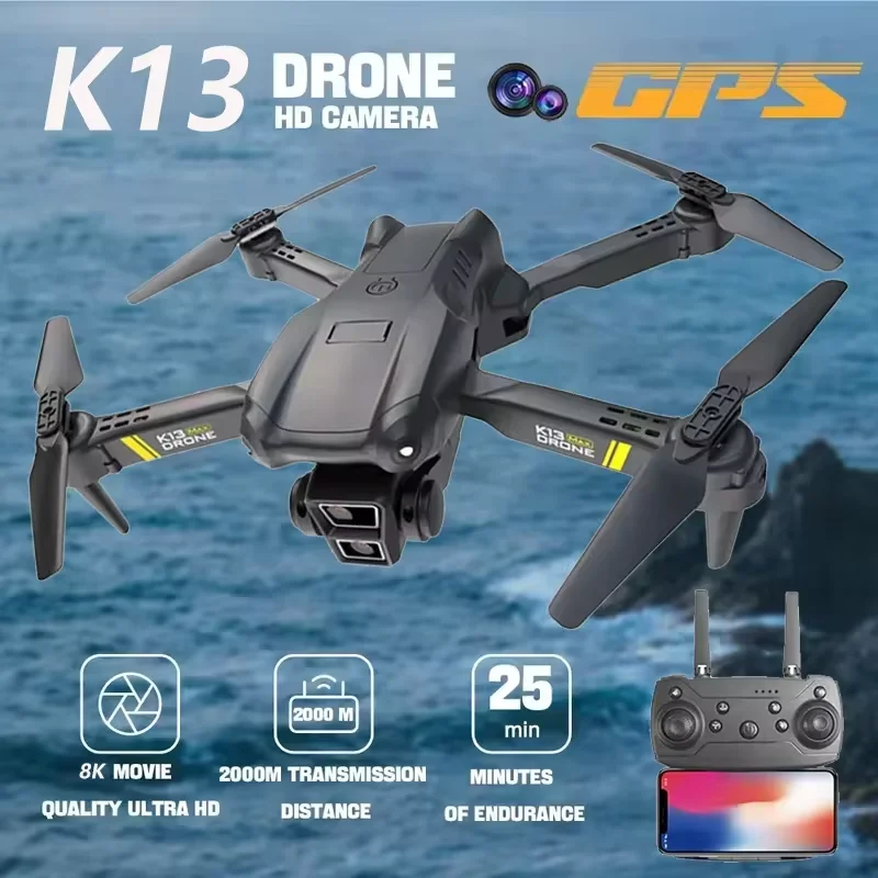 K13 Drone with Dual Camera Remote Control Helicopter Gesture Sensor with Esc Airplane Remote Control Quadcopter Toy Gift Drone