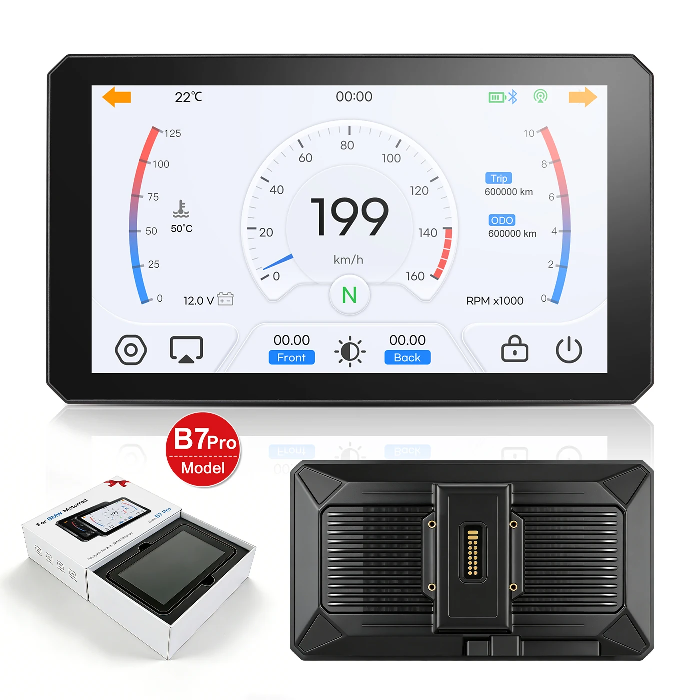 7" Motorrad Navi CarPlay Android Auto für BMW R1200GS R1250GS R1300GS S1000XR - Kabellos GPS Navigation für WonderWheel