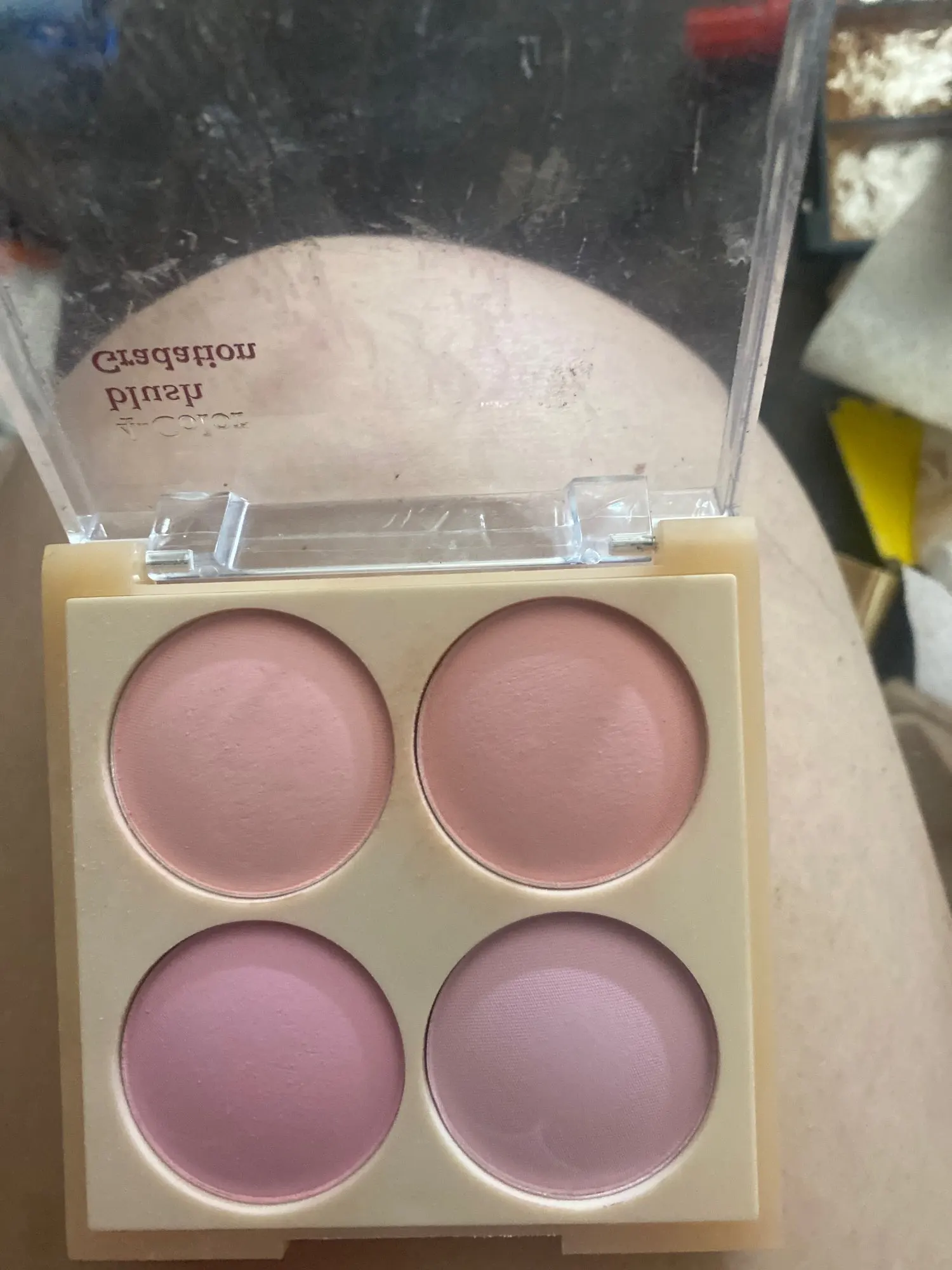 4-color matte blush, peach pink, coral blush powder, Korean low saturation soft fog blush, can lighten, create three-dimensional photo review