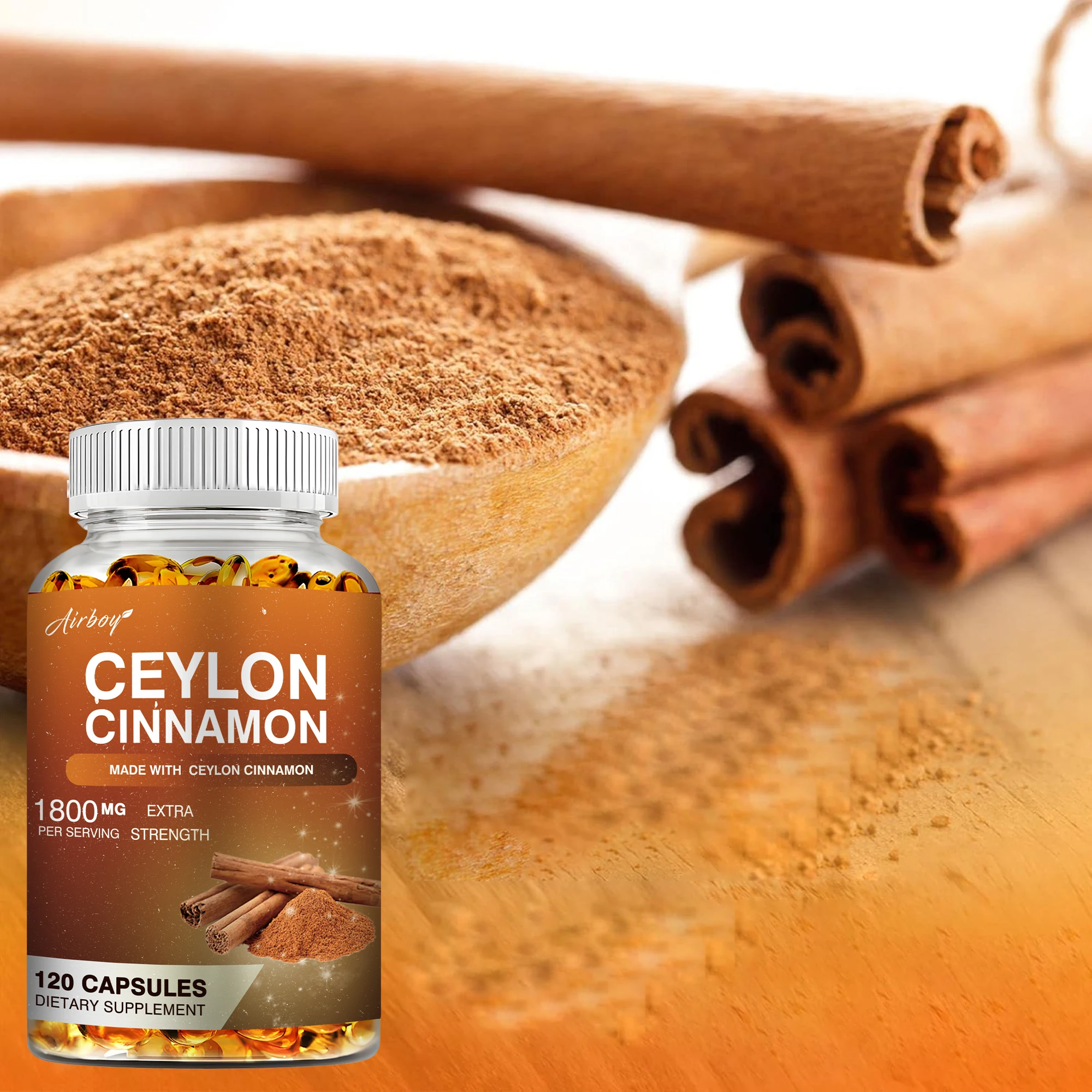 Ceylon Cinnamon-สนับสนุนการเผาผลาญ, สุขภาพภูมิคุ้มกัน, สุขภาพร่วมและการสนับสนุนโรคหัวใจและหลอดเลือด-120แคปซูล