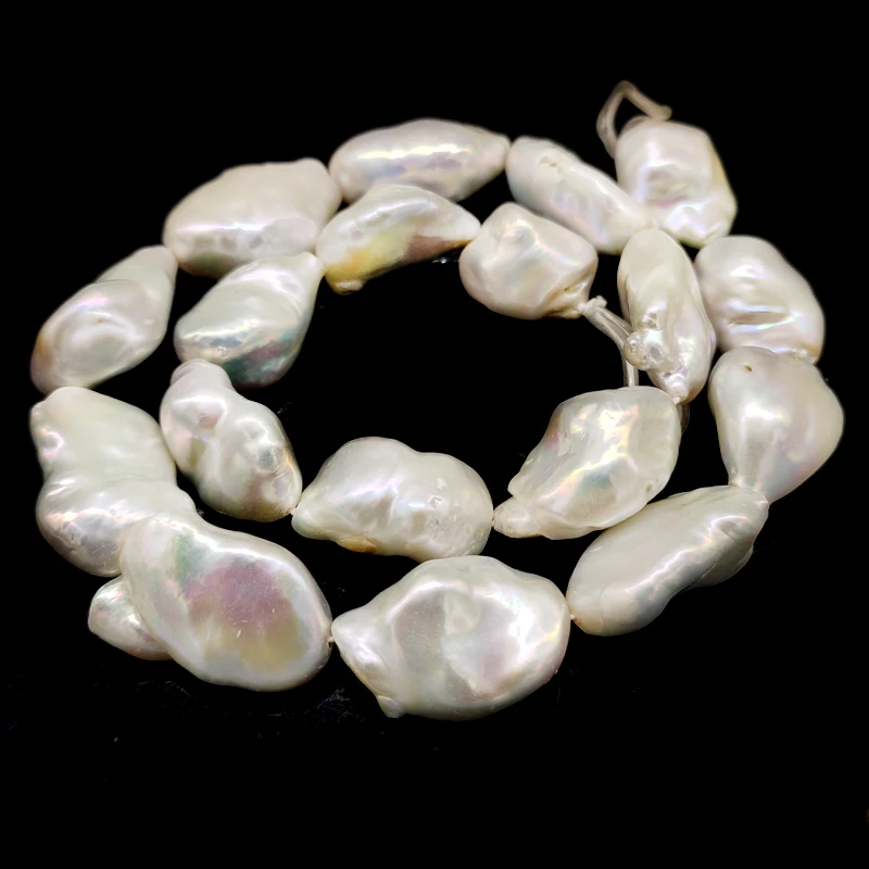 

16 inches 11-16mm Natural White Large Flat Baroque Pearls Loose Strand
