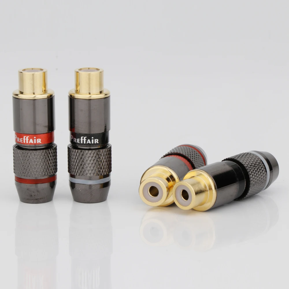 4pcs preffair r1733/rf1300 hifi rca stecker vergoldet männlich/weiblich doppelt selbstsicher nde lotus draht anschlüsse audio adapter – Detail 8