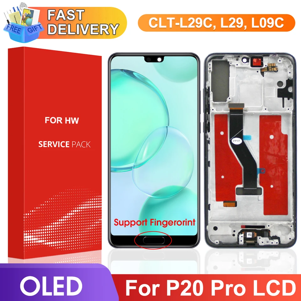 for Huawei P20 Pro Screen Replacement for Huawei P20 Plus LCD Display CLT-AL01 CLT-L29 CLT-L09 Touch Digitizer Panel Sensor Glass Lens Assembly Repair Kits(Not Original) (Black no Frame
