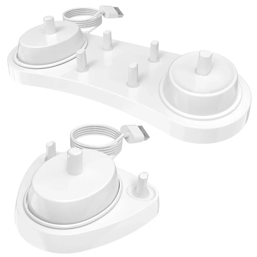 Electric Toothbrush USB Charger Stand & Toothbrush Heads Holder Set, Fit for Oral B Braun Electric Toothbrushes Pro and D Series