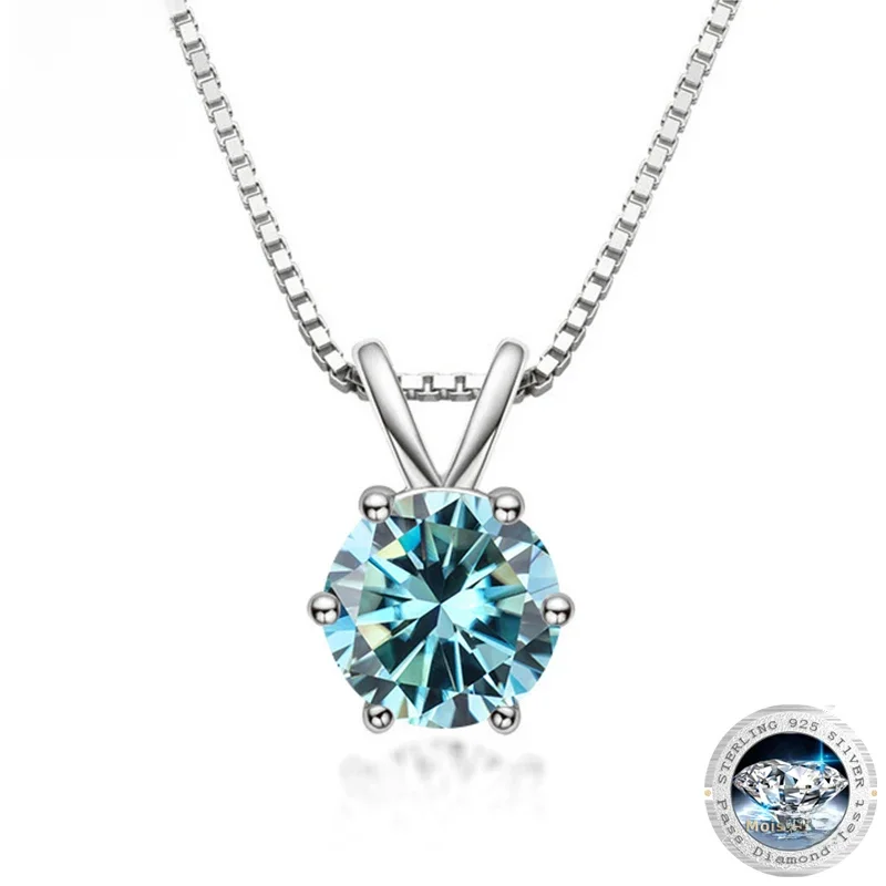 Bague Ringen 100% 925 Sterling Silver 1ct Moissanite Naszyjnik dla kobiet Diamentowy wisiorek Zaręczynowy prezent ślubny Hurtownia — zdjęcie 2
