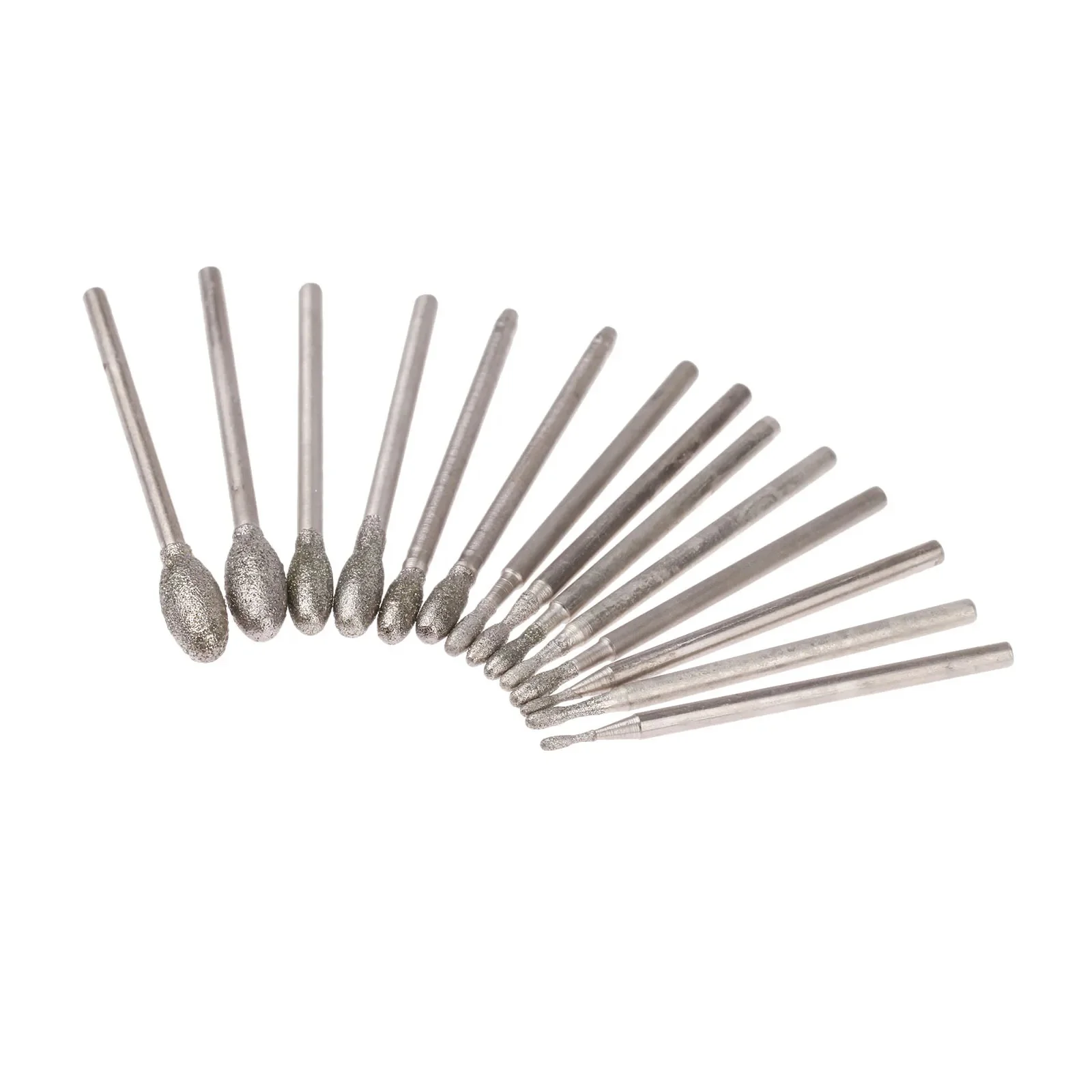 14 sztuk 2.35mm Shank owalna diamentowa głowica szlifierska zadziory bity Jade kamień rzeźba polerowanie narzędzie do grawerowania akcesoria Dremel — zdjęcie 2