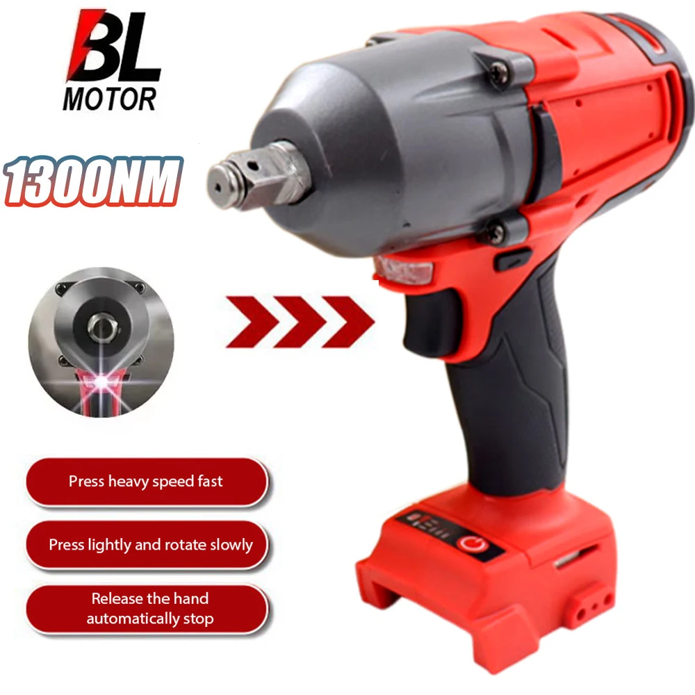 Clé électrique sans fil 1300 NM pour batterie Milwaukee 18V, clé à chocs sans balais à grand couple, outils électriques de réparation de camion de voiture