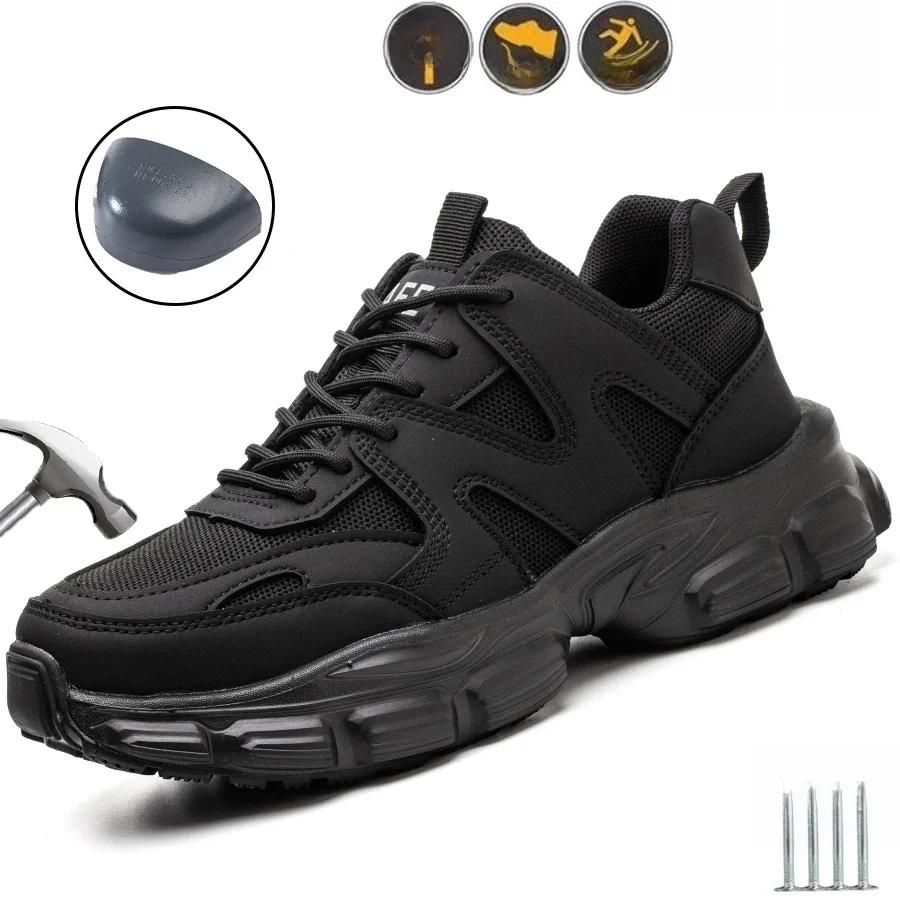 Werksneakers Schoenen met stalen neus Veiligheidsschoenen voor heren Naalddichte werkschoenen Laarzen Mode Onverwoestbaar schoeisel Beveiliging - afbeelding 2
