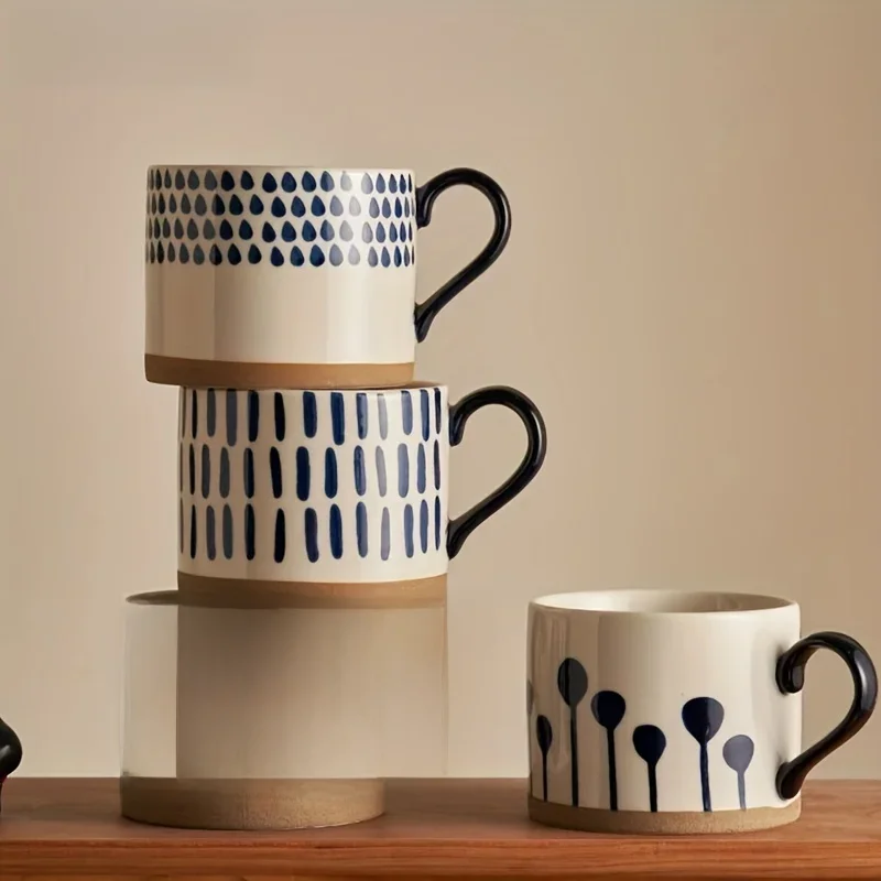 KEMORELA 1 pièces 450ML tasse en céramique nordique café tasse à lait avec poignée rétro grande capacité japonais petit déjeuner avoine tasse coffret cadeau