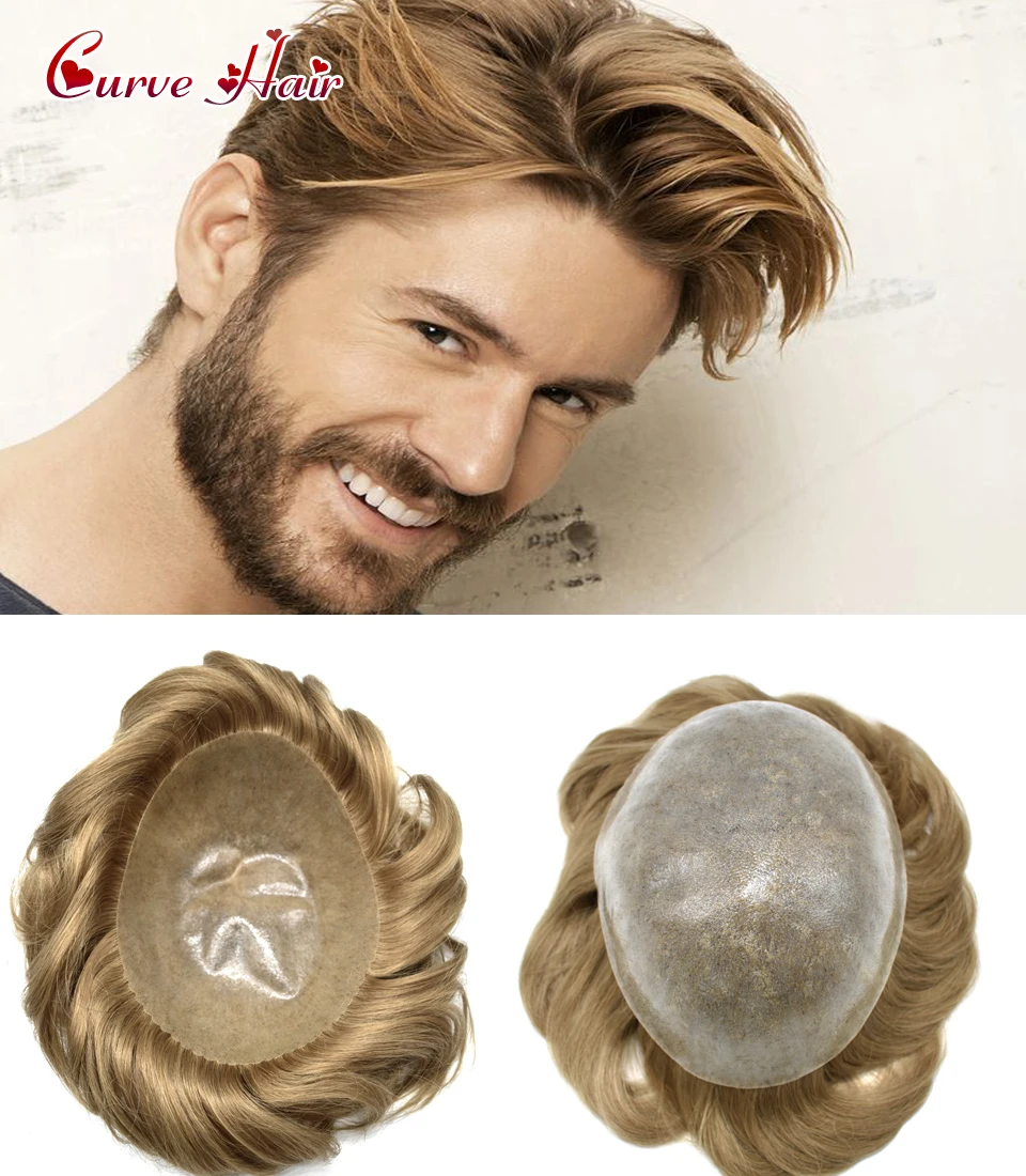 0.1-0.12Mm Siliconen Volledige Pu Toupetje Voor Mannen Capillaire Prothese Mens Toupee Menselijk Haar Eenheden Zwart Bruin Blond grijs Haar Eenheden