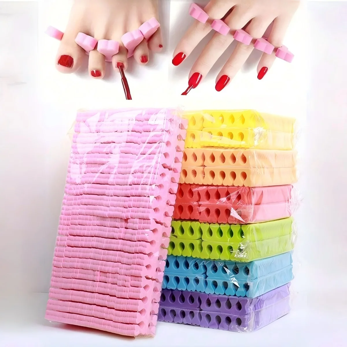 50/100 unidades de Separadores de Dedos Macios para Unhas, Ferramentas Flexíveis para Nail Art com Design de Coração, para Prática de Manicure e Pedicure, Protetores de Dedos para os Pés