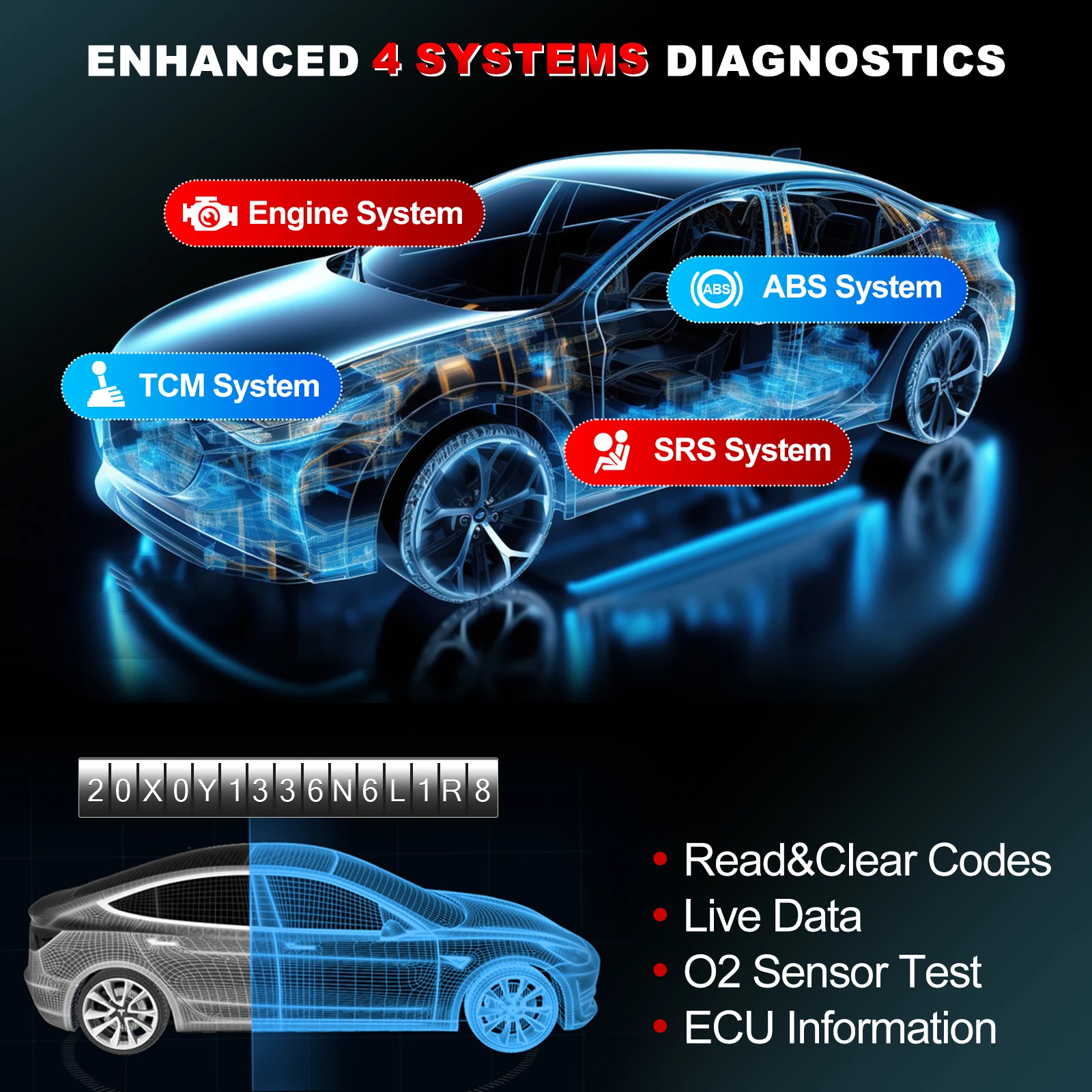 Picture 5: KINGBOLEN S500 Car OBD2 Scanner Code Reader Check Engine ABS SRS TCM 4 system 6 reset car scanner Tool lifetime free update