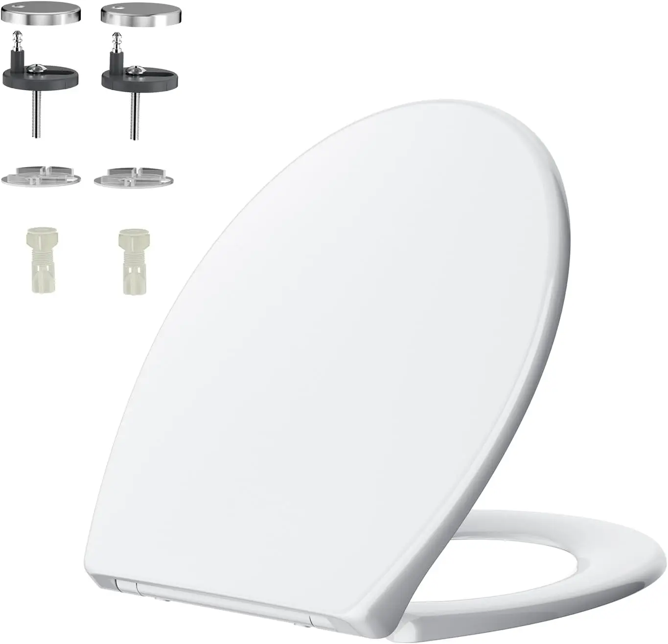 O-Form Toilettendeckel mit Nano-Glasur – WC-Sitz aus hochwertigem Duroplast mit Absenkautomatik, Ergonomischer Toilettensitz Vergilbt Nicht, Universal Toilettensitz Weiß, Soft-Close Klodeckel für