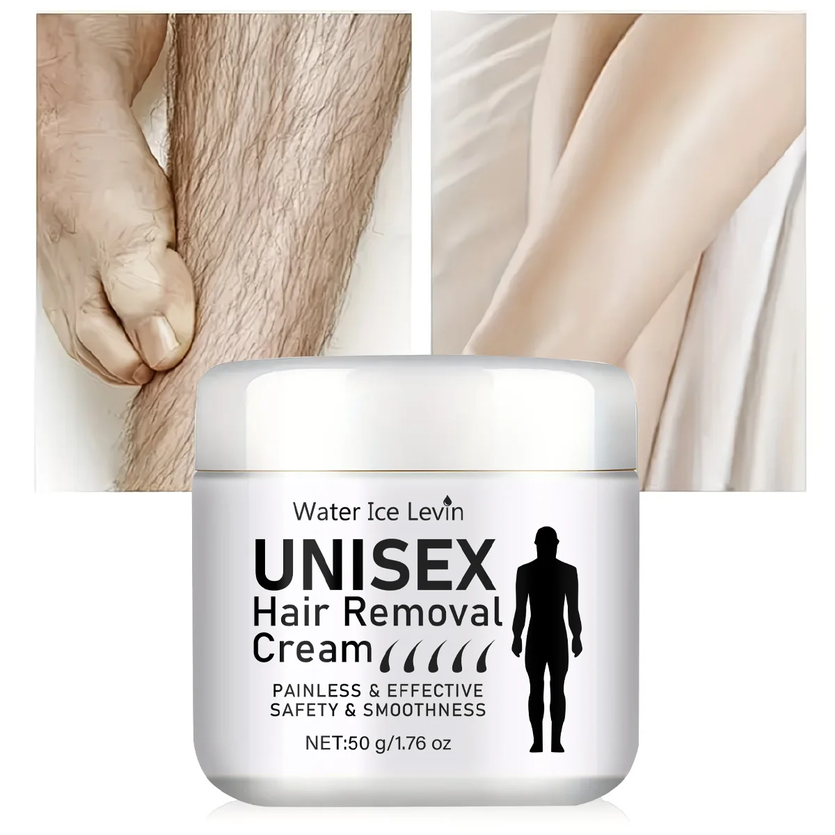 Water Ice Levin Unisex Gentle Hair Removal Cream 50g Hydrating Nourish Smooth Skin Painless Whole Body Depilatory Cream