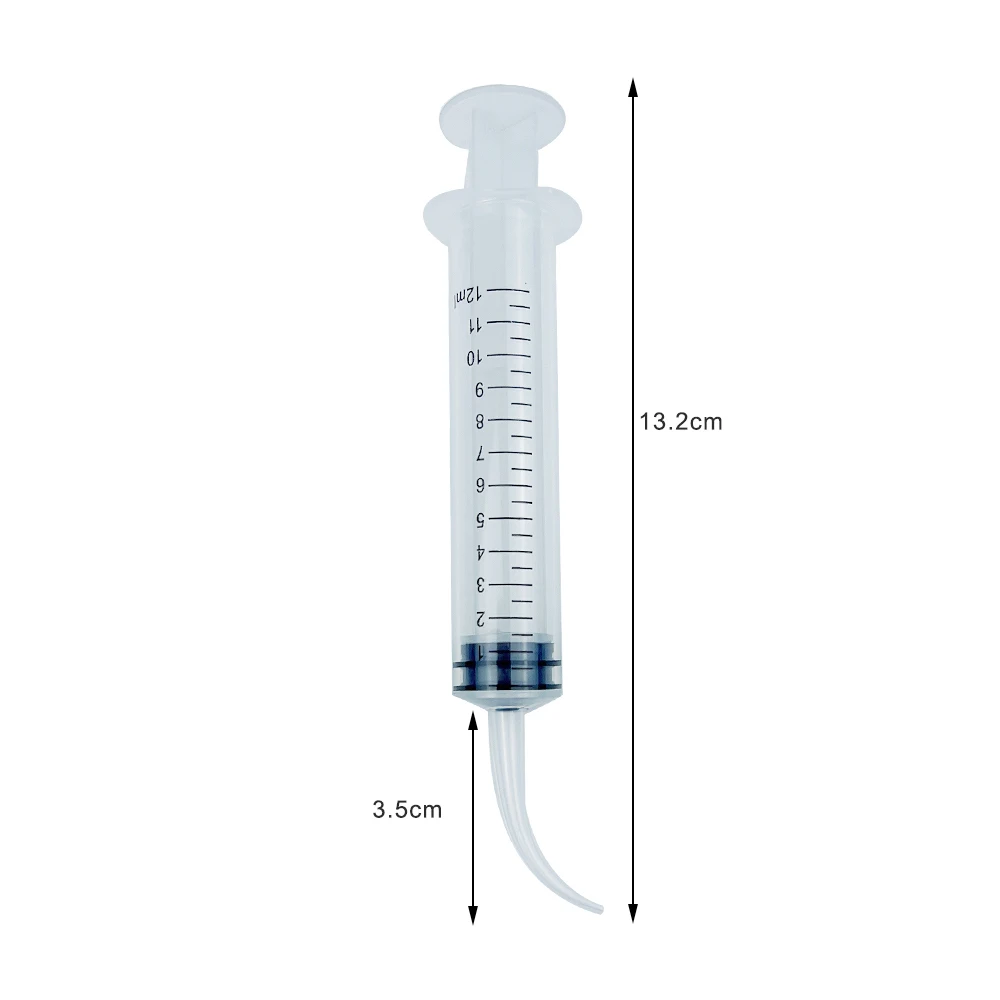 Dental Irrigation Syringe With Curved Tip 12ml Disposable Dental Instrument for Dentist Use Dentistry Consumable Material