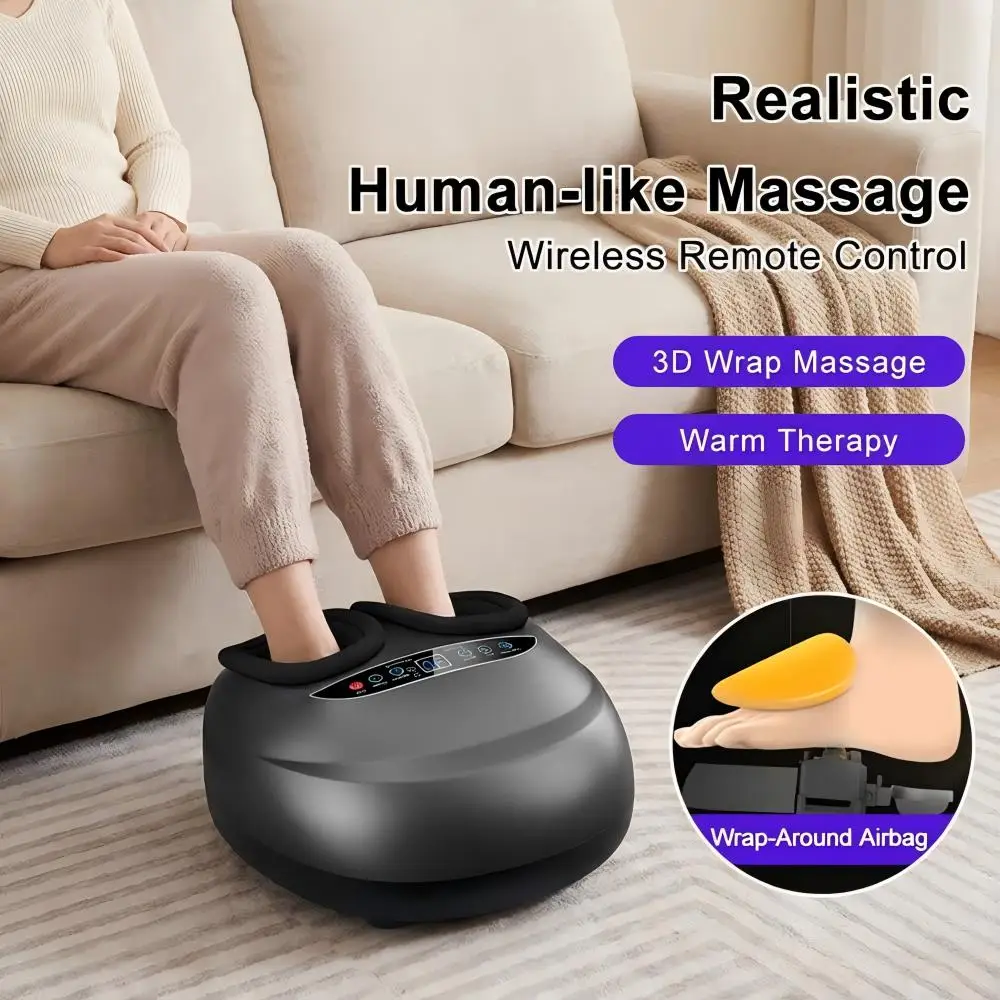 Elektrisches Smart-Fußmassagegerät mit 5-stufiger Stärke, vollautomatischer Airbag-Umwicklung, beruhigendem Shiatsu-Fußmassagegerät mit Fernbedienung.