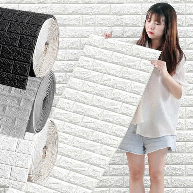 70CM 3D Brick Pattern Wallpaper Soft Foam Material Waterproof Wall Stickers DIY  Self Adhesive Wall Art for Home Decoration