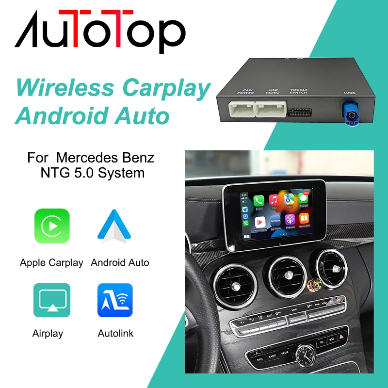 واجهة أوتو توب اللاسلكية Carplay أندرويد لسيارة Mercedes A B C CL S CLA CLS CLASS GLA GLS GLC GLE NTG5.0 صندوق البث الهوائي #1