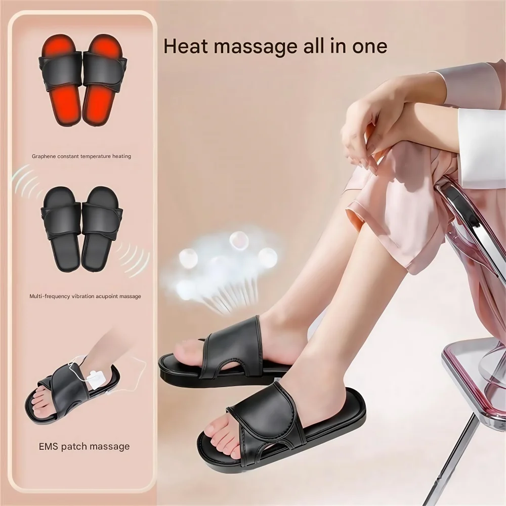 EMS Pulse Heating Vibration Acupoint Massager Skin-friendly Breathable Smart Foot Massage Shoes