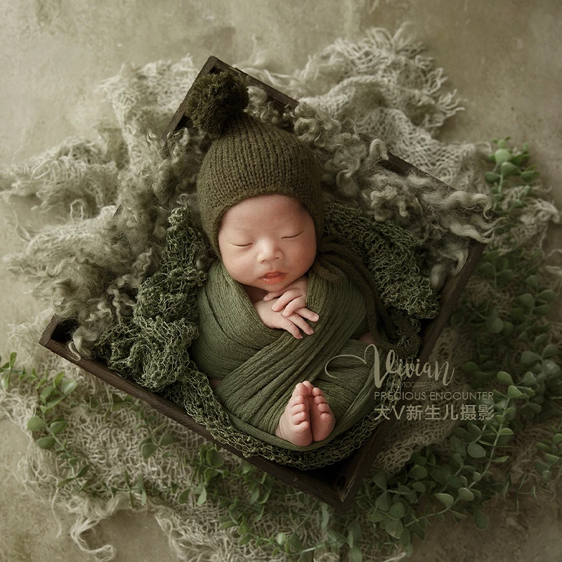 Puntelli per fotografia neonato Pittura a olio vintage Avvolgimento estensibile per bambini e copricapo/cappello Accessori per riprese in studio per neonati