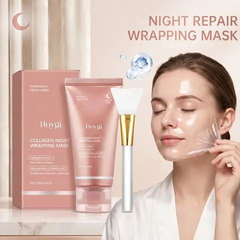 Hoygi Collagen Overnight Wrapping Peel Off Mask Deep Hydration Skin Firming Lifting Elasticity Boost Glowy Complexion Night Repair Face Cream