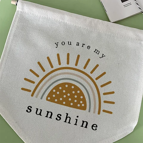You are my sunshine pennant flag boho nursery Playroom Children's bedroom wall decoration banner Kids birthday baby shower gift
