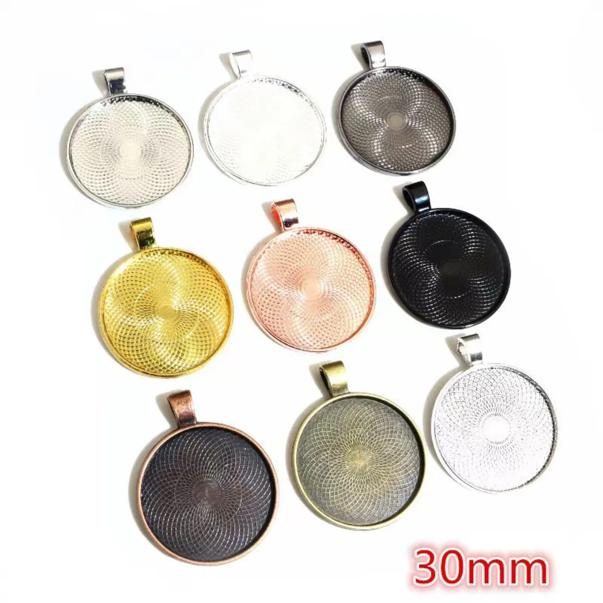 Inner Size 10 Colors Plated Classic pattern series Fit 20 25 30mm Glass Cabochon Base Setting Tray image 6