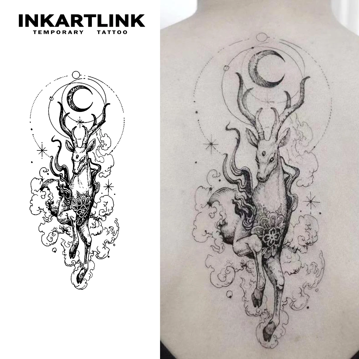 

Deer temporary tattoo sticker, waterproof magic tattoo, lasts to 15 days fake tattoo, semi permanent tattoo