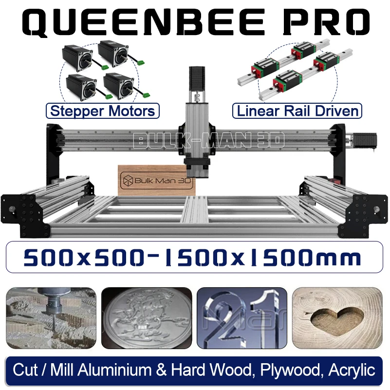 

20%OFF BulkMan3D QueenBee PRO CNC Router Machine Mechanical Frame Kit Linear Rail Upgraded 4Axis Lead Screw Woodworking Engraver