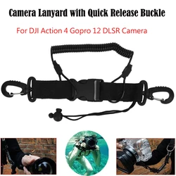 Diving Dive Canoe Camera Lanyard w Quick Release Buckle and Clips for DJI Action 4 Gopro 12 DLSR Camera diving Sports Accessory