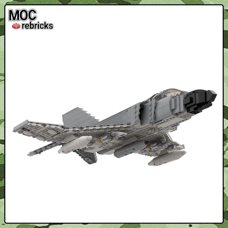 Bloques MOC de la serie militar, F-4J Phantom II de la Marina de los EE. UU., modelo de avión de bloques de construcción DIY, rompecabezas para niño, juguetes, regalos de cumpleaños