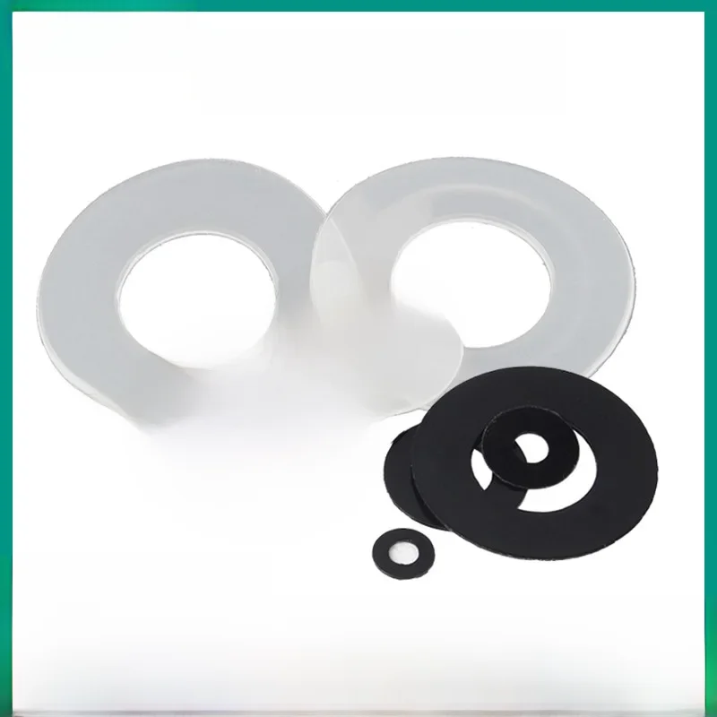50/ 100szt 0.3/ 0.5/ 0.8mm Czarny/Biały Plastik Nylon Ultrathin Podkładka Płaska Pierścień Uszczelniający Podkładka M2 M2.5 M3 M4 M5 M6 M8 M10 — zdjęcie 2