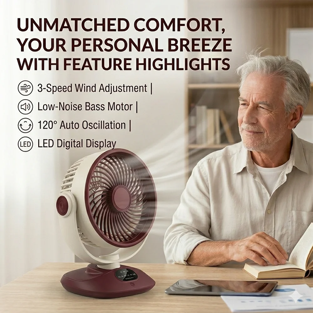 Personal Cooling Fan Rechargeable Battery Operated Fan Outdoor Cordless Fans Desk Air Circulator Fan Camping Fans