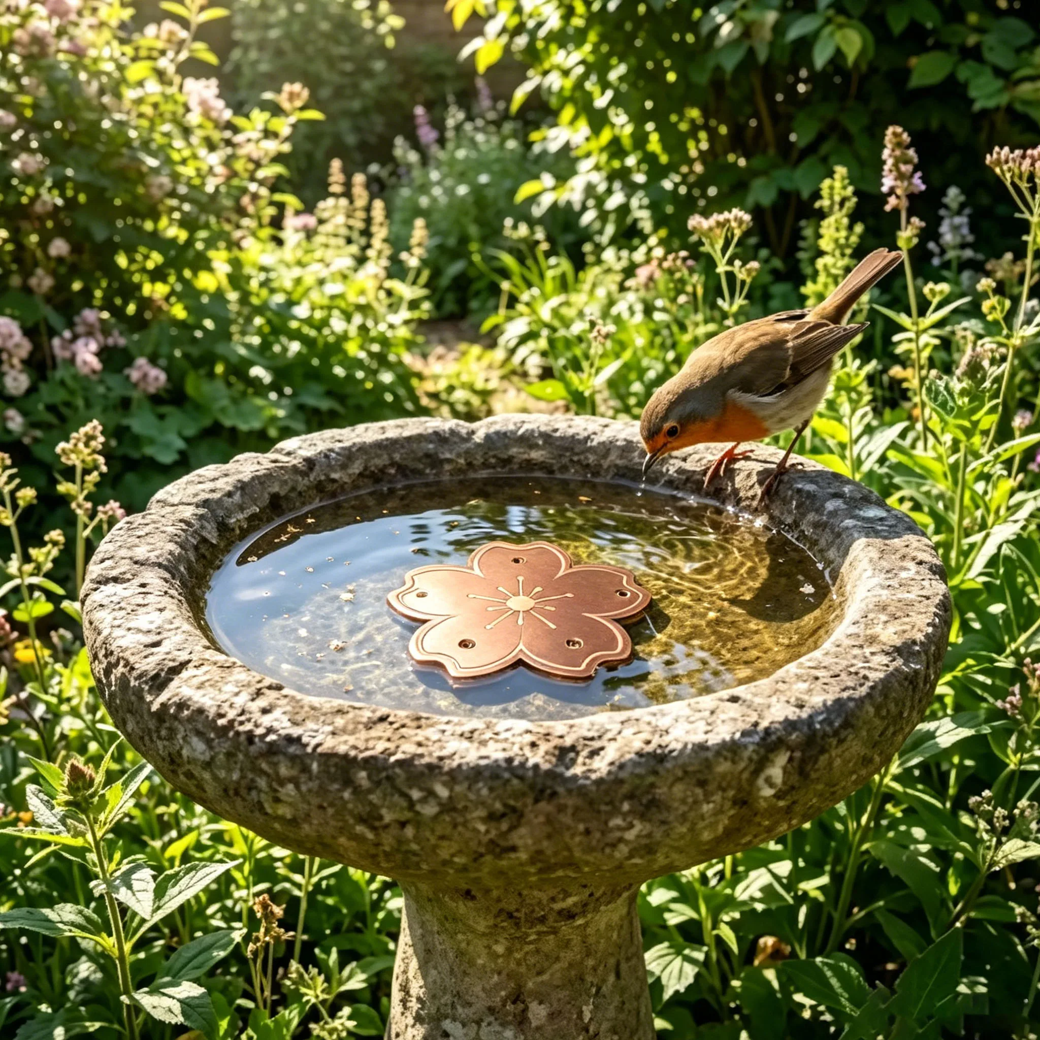 Bird Bath Copper Disk bird bath purification tray Metal Cleaner Disks Feeder Accessories For Water Bowl