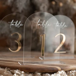 Arch Acrylic Table Numbers Clear Acrylic gold Sign,Golden Plexi Table Numbers,Luxury Wedding Table Decor Centerpieces Decoration