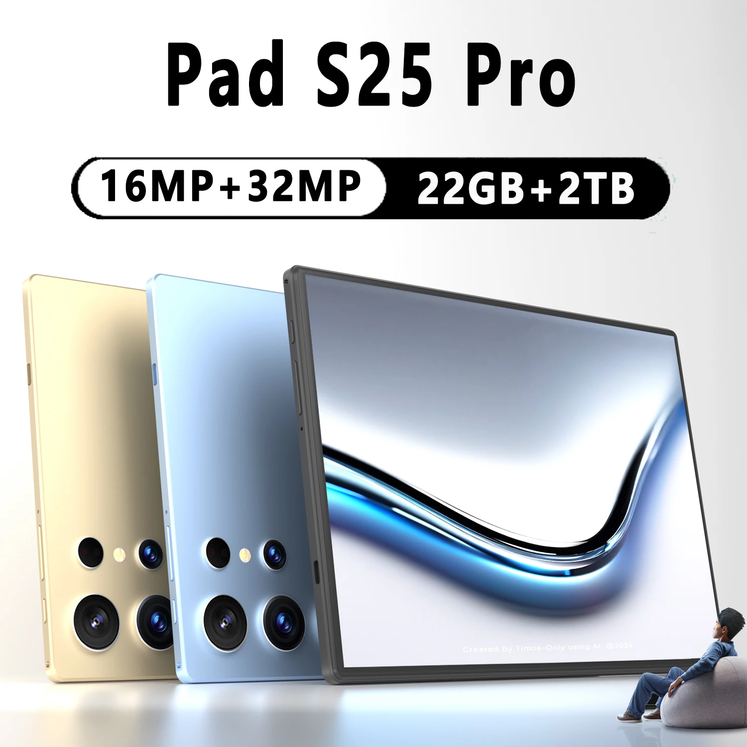 S25 Pro tablette originale Android 14 Qualcomm8 Gen 2 10 cœurs 10.1 pouces HD 22GB + 2TB 10000mAh 5G double SIM Bluetooth WiFi GPS Tables