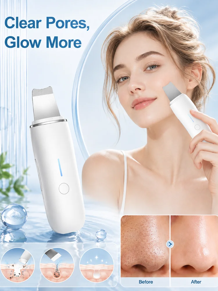 Ultrasonic Skin Scrubber Blackhead Remover Deep Pore Cleaner Facial Cleansing Device Exfoliator