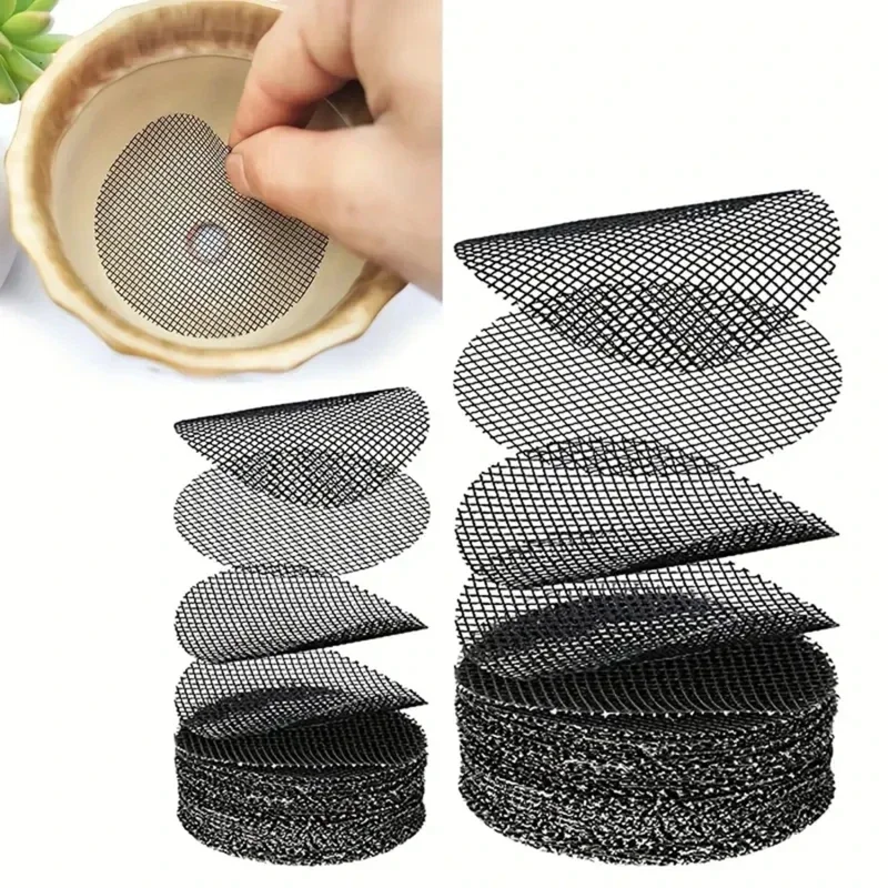Tapis en maille pour trous de Pot, grille ronde, trou de Drainage, écran pour fond de Pot, prévention de la perte de sol, Anti-bonsai, outils de jardinage pour plantes à fleurs