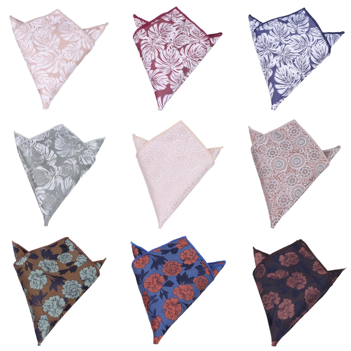 

Fashion Colorful Mens Pocket Square 23CM Multicolor Floral Classic Wedding Handkerchief Business Jacquard Hanky