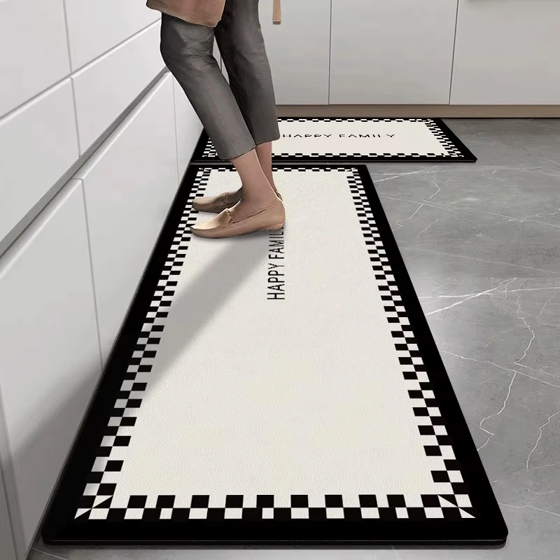 

Kitchen Floor Mat Waterproof Pvc Leather Carpet Anti-slip Oil-proof Carpets Black Dark Long Foot Mats Home Decoration Rugs 주방 카펫