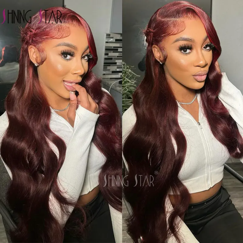 13X4 Wear And Go Glueless Lace Frontal Wig Body Wave Colored Burgundy 13X6 Lace Closure Human Hair Wigs Glueless Ready To Wear image 5