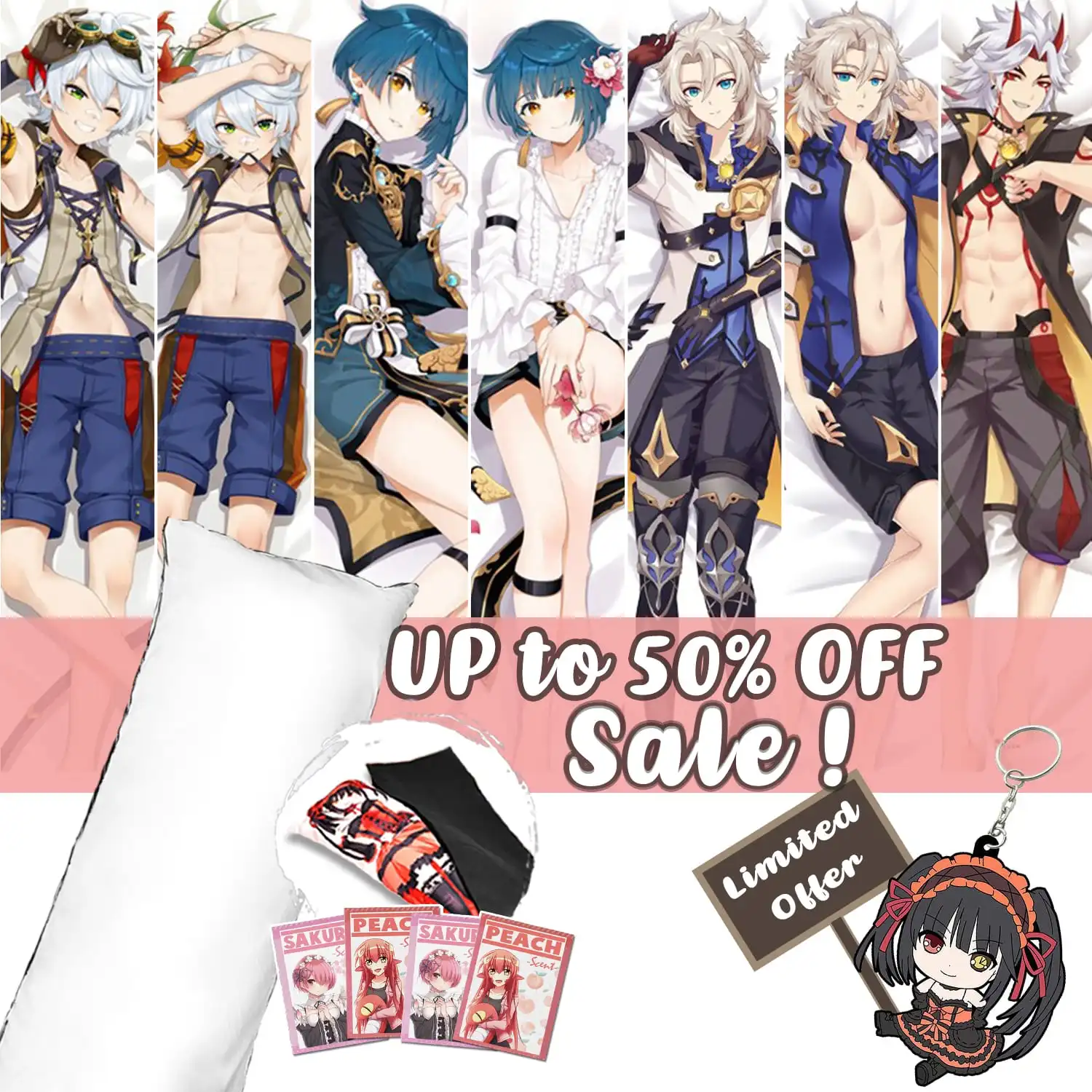 Hobby Express Anime Dakimakura Japanese Otaku Waifu Life Size Hugging Body Pillow Cover Case Doublesided Genshin Impact Bennet