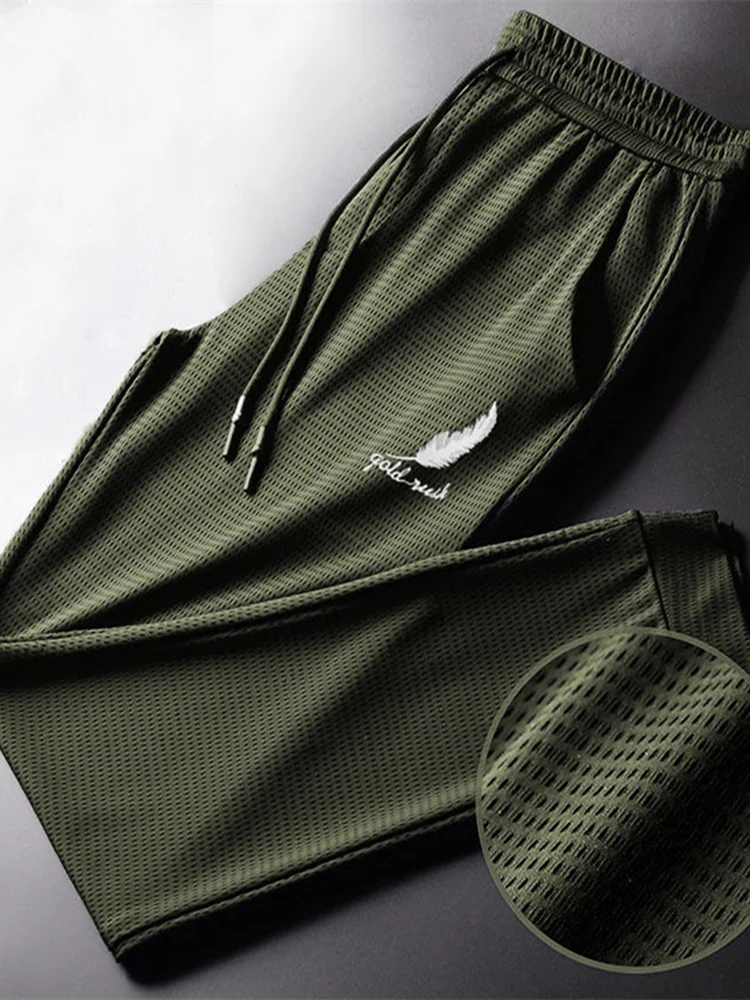 Mannen Mode Snelle Droge Broek Lichtgewicht Wandelen Jogging Hardloopbroek Ademende Workout Gym Enkel Gebonden Atletische Broek