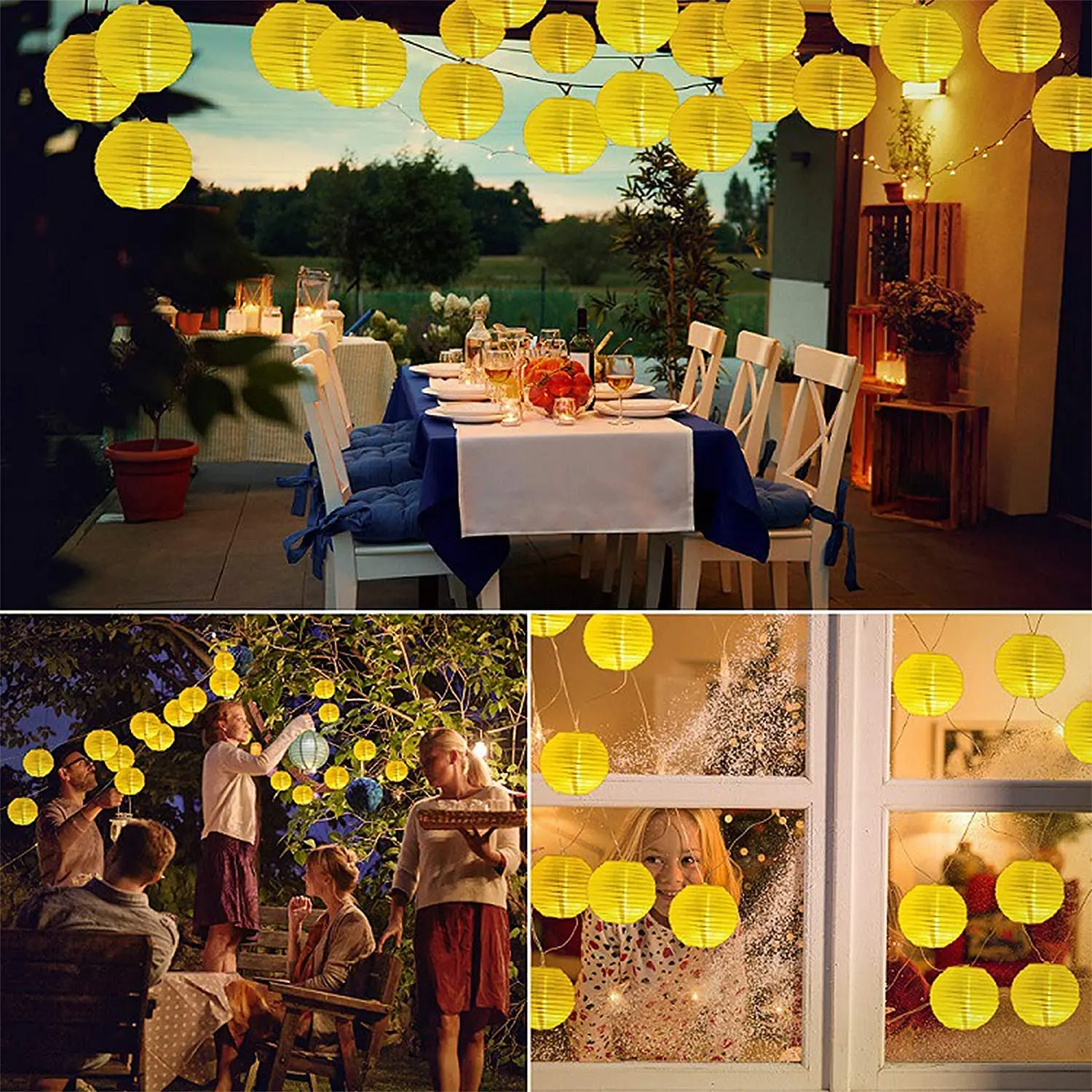 Solar Lantern String Lights Warm Light 8 Modes Waterproof IP65 Solar Powered Energy-Efficient for Garden Sidewalk Yard Decor